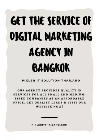 Get The Service of Digital Marketing Agency in Bangkok