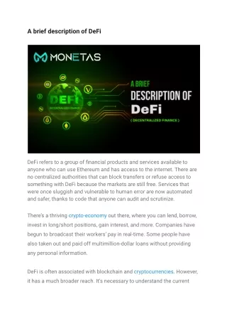 A brief description of DeFi