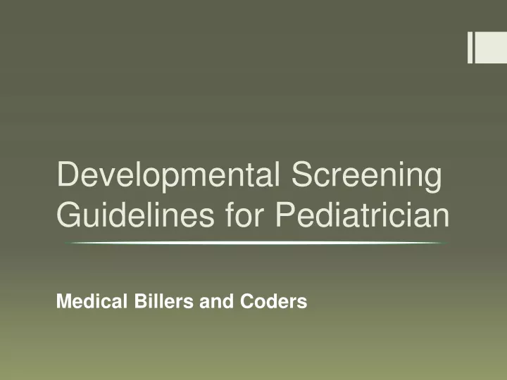 developmental screening guidelines for pediatrician