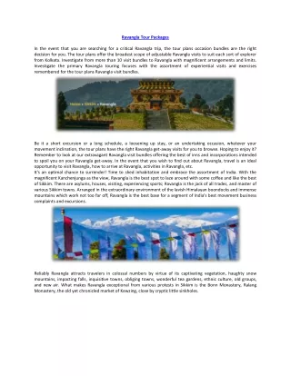 Ravangla Tour Packages