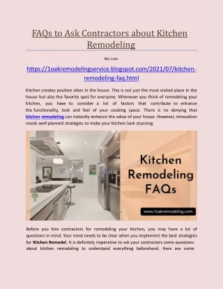 FAQs to Ask Contractors About Kitchen Remodeling