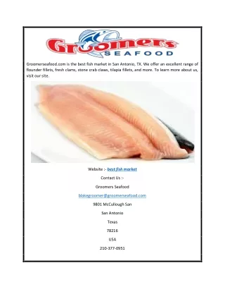 Best Fish Market | Groomerseafood.com