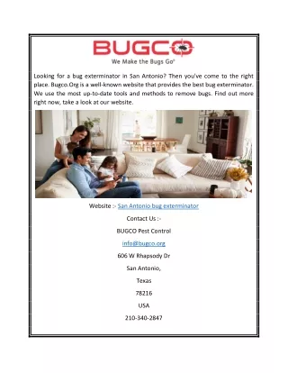 San Antonio Bug Exterminator | Bugco.org