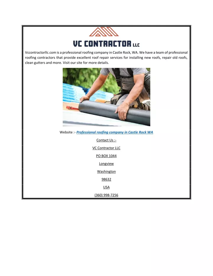 vccontractorllc com is a professional roofing