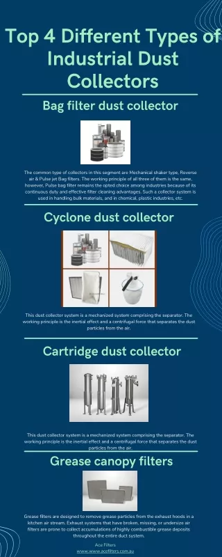 Top 4 Different Types of Industrial Dust Collectors - Ace Filters