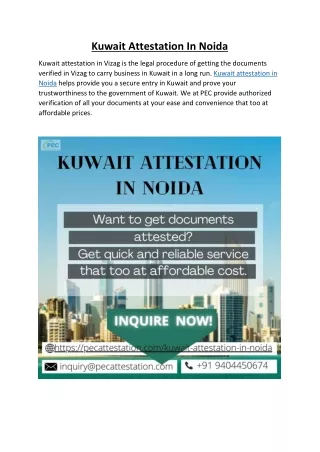 Kuwait Attestation in Noida | PEC