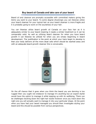 Buy beard oil Canada and take care of your beard