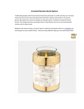 cremated remains burial options