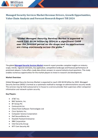 managed security services market revenue drivers