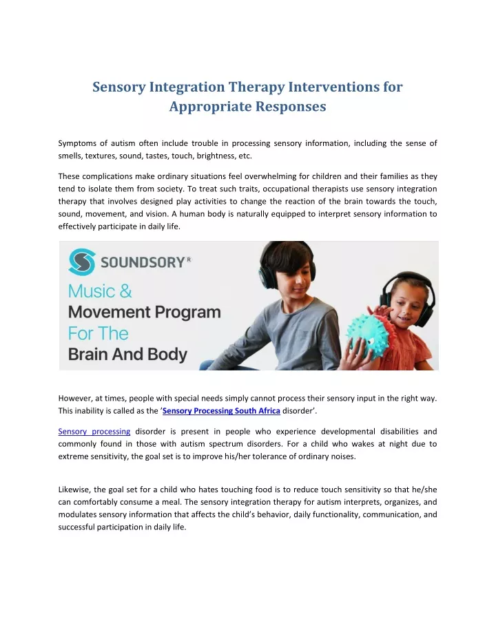 sensory integration therapy interventions