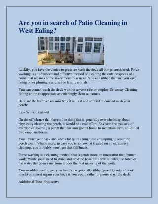 are you in search of patio cleaning in west ealing
