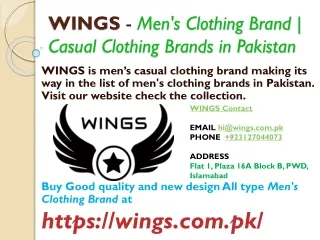 WINGS  Men's Clothing Brand  Casual Clothing Brands in Pakistan
