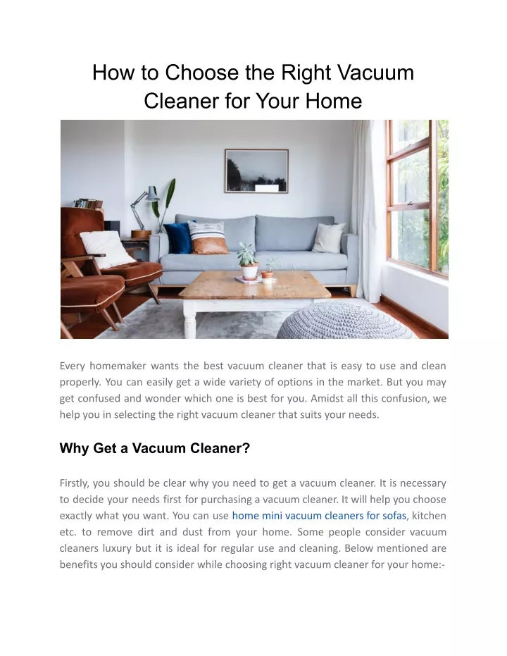 how to choose the right vacuum cleaner for your