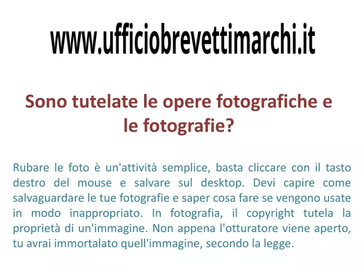 sono tutelate le opere fotografiche