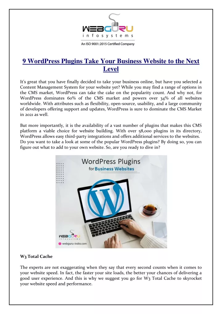 9 wordpress plugins take your business website