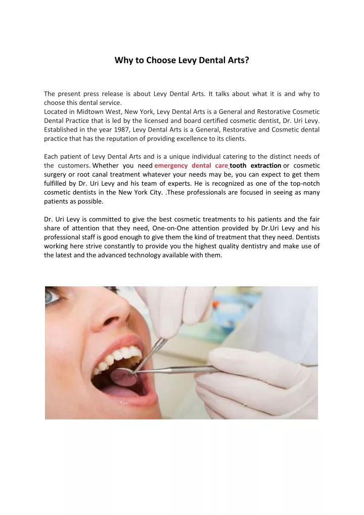 why to choose levy dental arts