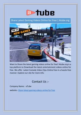 Share Latest Gaming Videos Online for Free | Atube.org