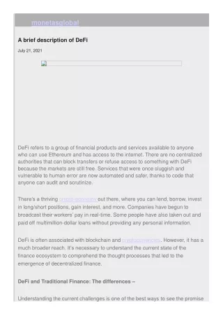 A brief description of DeFi