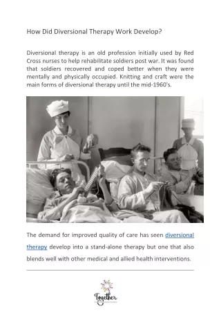 how did diversional therapy work develop