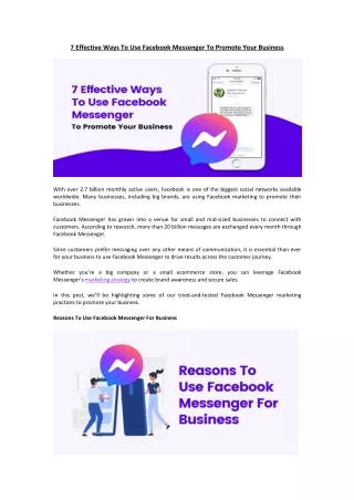 7 Effective Ways To Use Facebook Messenger To Promote Your Business