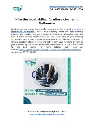 Hire the most skilled furniture cleaner in Melbourne