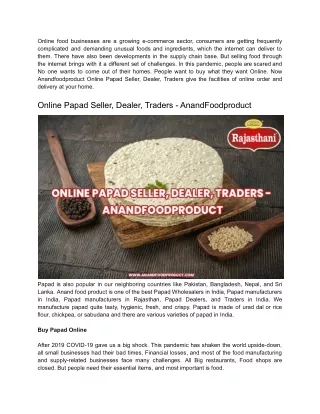 Online Papad Seller, Dealer, Traders - AnandFoodproduct