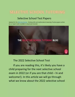 selective school test papers