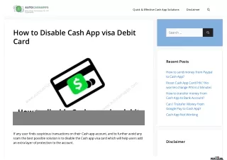 How to Disable Cash App visa Debit Card - Explore Auto Cash Apps