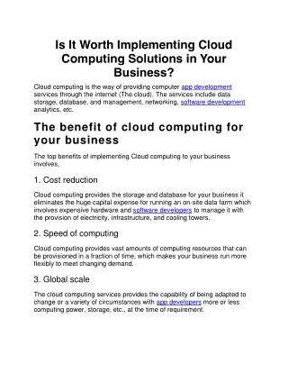 is it worth implementing cloud computing