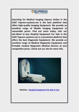 Hospital Equipment for Sale in USA  Express-systems.net