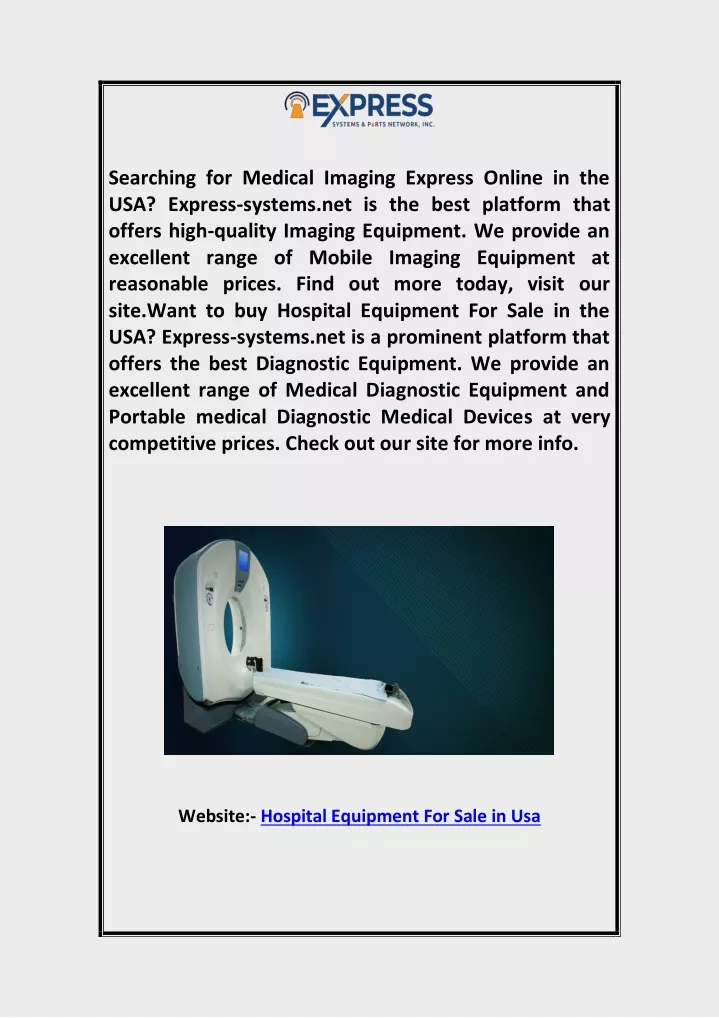 searching for medical imaging express online