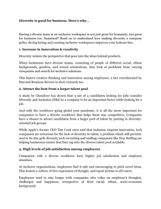 Diversity is good for business. Here’s why…