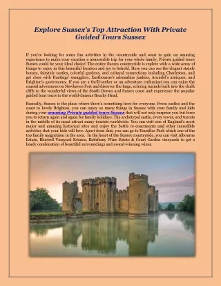 Explore Sussex’s Top Attraction With Private Guided Tours Sussex