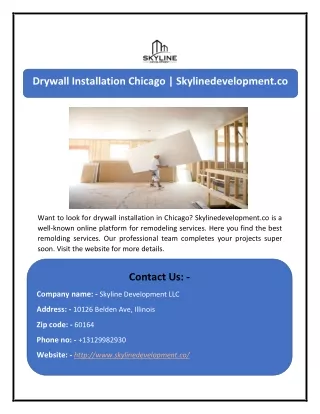 Drywall Installation Chicago | Skylinedevelopment.co