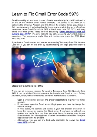 Learn to Fix Gmail Error Code 5973