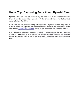 Know top 10 amazing facts about Hyundai cars 1