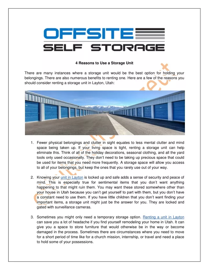 4 reasons to use a storage unit