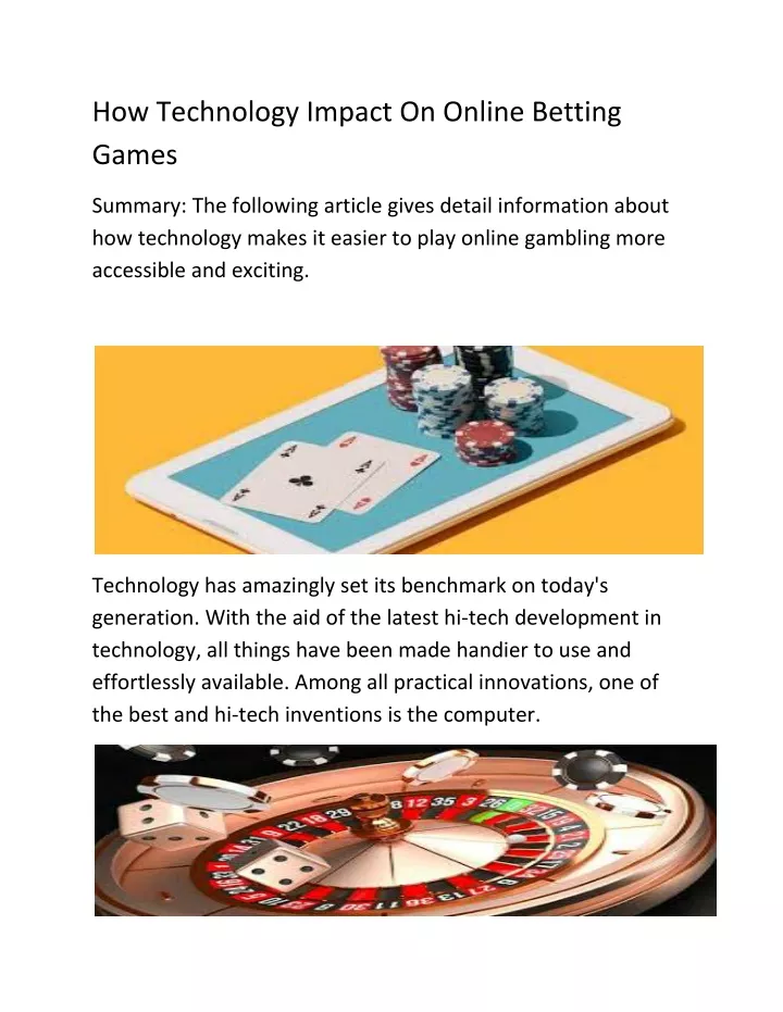 how technology impact on online betting games