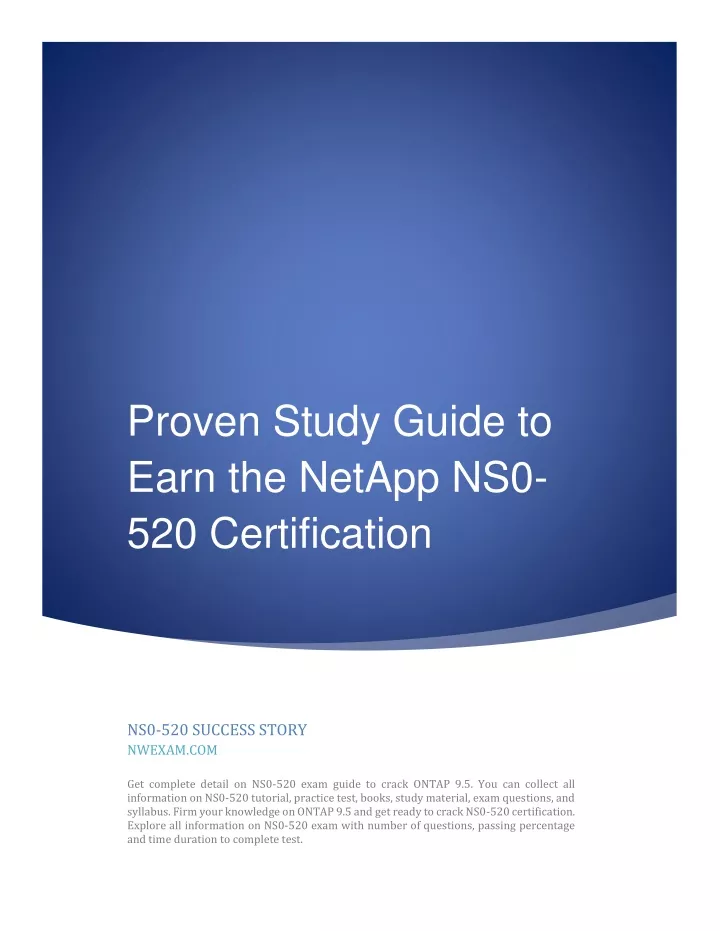 proven study guide to earn the netapp