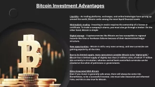 Bitcoin Investment Advantages