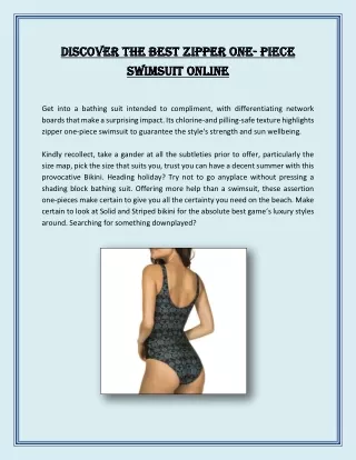 Discover the Best Zipper One-Piece Swimsuit Online