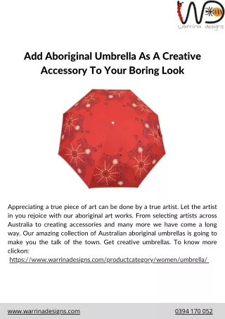 Add Aboriginal Umbrella As A Creative Accessory To Your Boring Look
