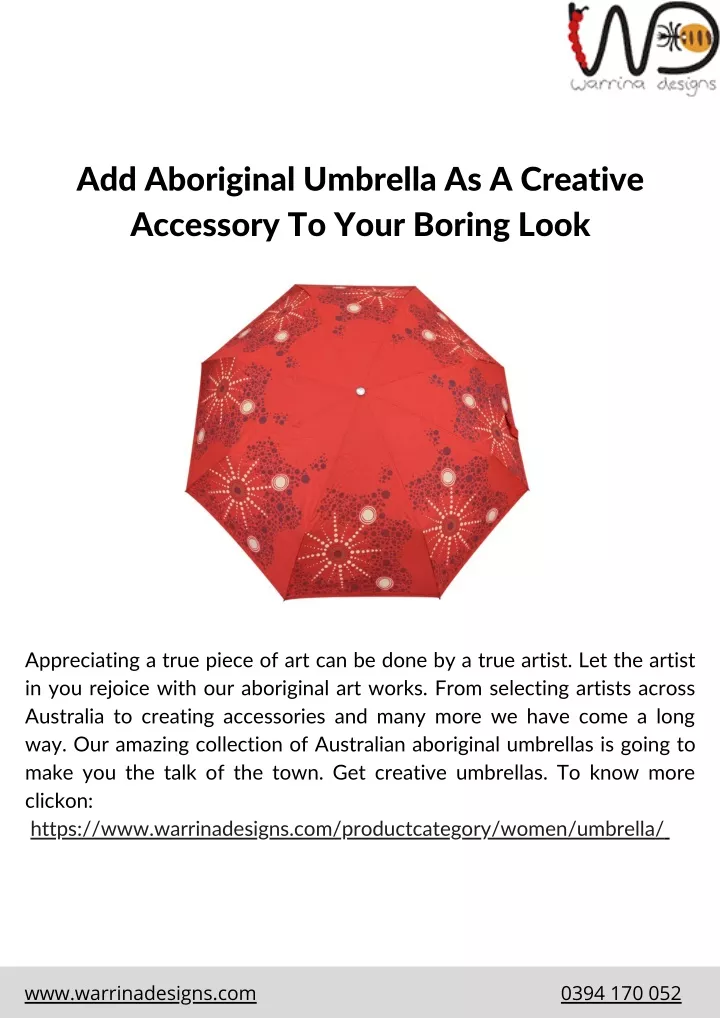 add aboriginal umbrella as a creative accessory