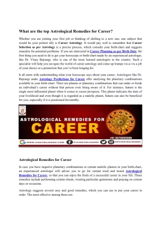 what are the top astrological remedies for career