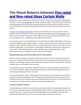 The Visual Balance between Fire-rated and Non-rated Glass Curtain Walls