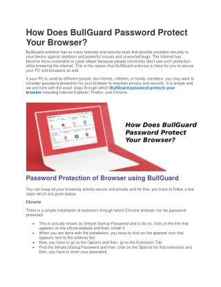 How Does BullGuard Password Protect Your Browser?