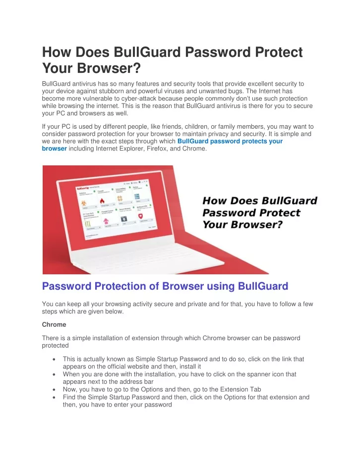 how does bullguard password protect your browser