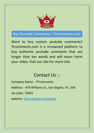 Buy Youtube Comments | Ytcomments.com