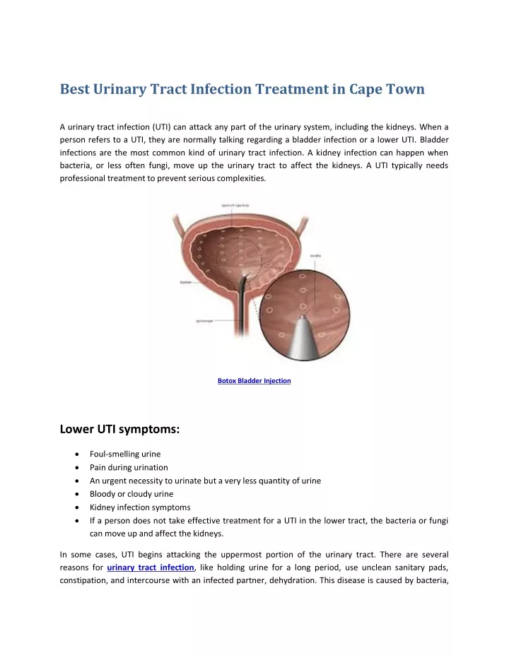 best urinary tract infection treatment in cape