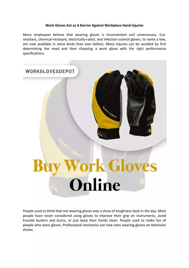 work gloves act as a barrier against workplace